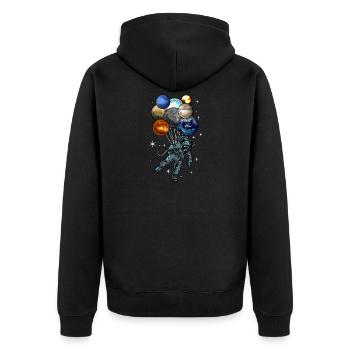 Astronaut Ballons Space Traveler Gift - Unisex Premium Organic Zip Hoodie - black - Back - Nico (187cm)
