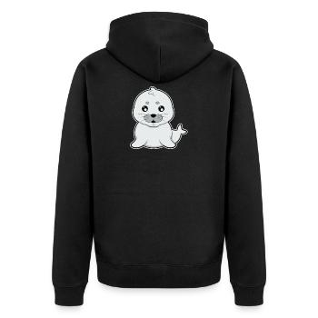 Süße kleine Robbe Comic Geschenk - Unisex Premium Bio Zip Hoodie - Schwarz - Hinten - Nico (187cm)