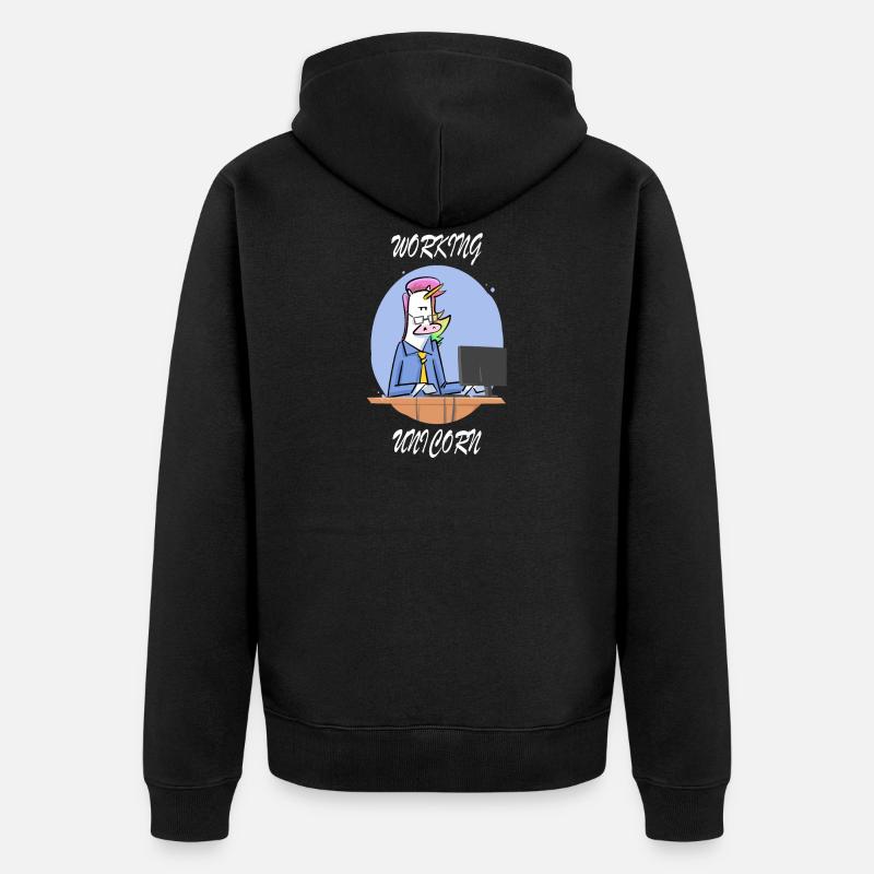 Licorne bourreau de travail - Veste à capuche bio Premium Unisexe - noir