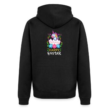 Einhorn - Einhörner - Geschenk - Frohe Ostern - Unisex Premium Bio Zip Hoodie - Schwarz - Hinten - Nico (187cm)