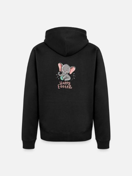 Elephant - Elephants - Easter - Happy Easter - Unisex Premium Organic Zip Hoodie - black