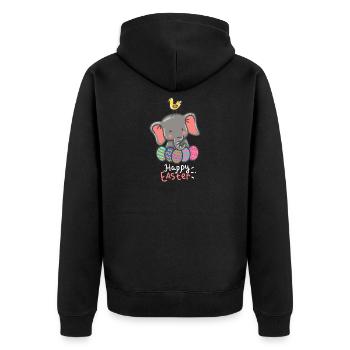 Éléphant - Éléphants - Pâques - Joyeuses Pâques - Veste à capuche bio Premium Unisexe - noir - Dos - Nico (187cm)