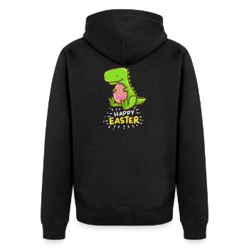 T-Rex - Easter - Happy Easter - Gift - Easter Eggs - Unisex Premium Organic Zip Hoodie - black - Back - Nico (187cm)