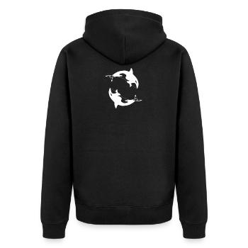 Schwertwal Orcinus orca - Unisex Premium Bio Zip Hoodie - Schwarz - Hinten - Nico (187cm)