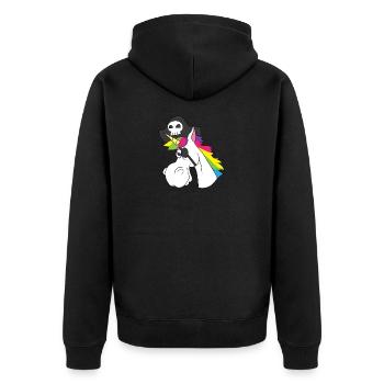 Unicorn pirate horse eye patch rainbow caribbean - Unisex Premium Organic Zip Hoodie - black - Back - Nico (187cm)