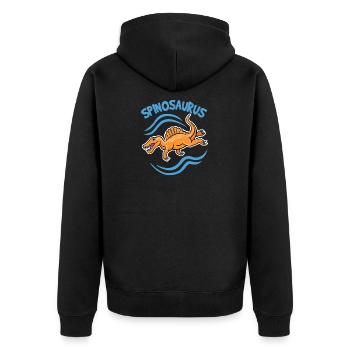 Dinosaurier Spinosaurus Comic Logo Schwimmer Dino - Unisex Premium Bio Zip Hoodie - Schwarz - Hinten - Nico (187cm)