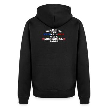 Pays Bas Maroc Pays Origine - Cadeau - Veste à capuche bio Premium Unisexe - noir - Dos - Nico (187cm)