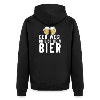 Alkohol Bier Lustiger Spruch - Unisex Premium Bio Zip Hoodie - Schwarz - Hinten - Nico (187cm)