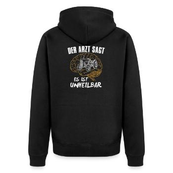 The doctor says it is incurable - Unisex Premium Organic Zip Hoodie - black - Back - Nico (187cm)