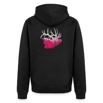 Deer moose antlers hunting Camping Lapland wapiti - Unisex Premium Organic Zip Hoodie - black - Back - Nico (187cm)