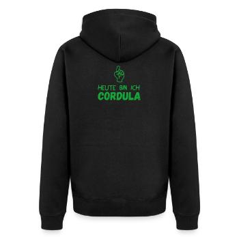Cordula Kostüm Fasching Karneval Shirt Wiesn - Unisex Premium Bio Zip Hoodie - Schwarz - Hinten - Nico (187cm)