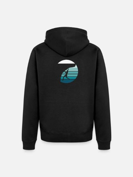 Retro Rock Climbing - Unisex Premium Organic Zip Hoodie - black