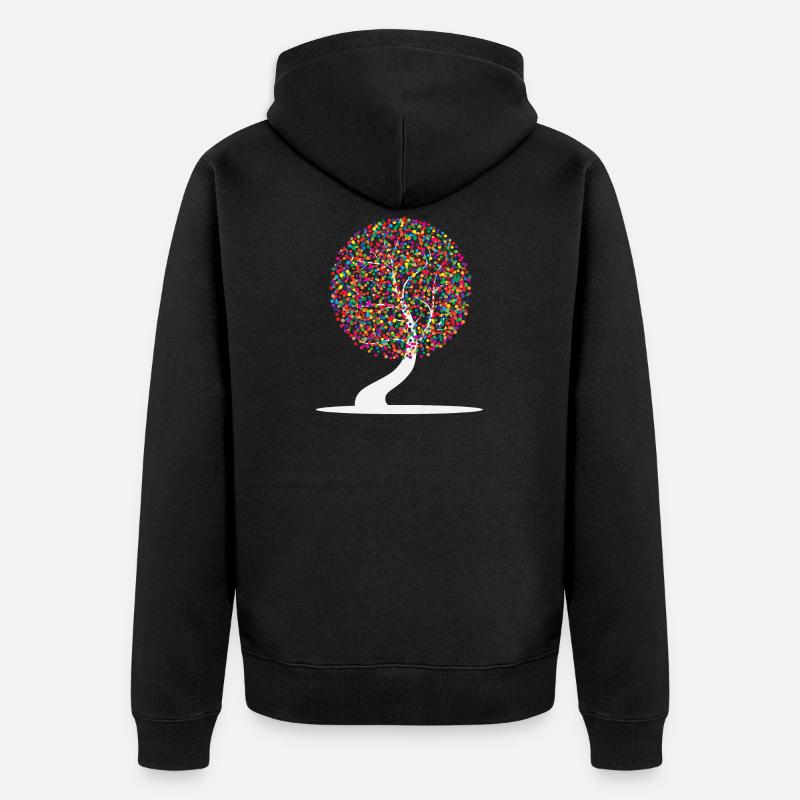 Bunter Baum - Unisex Premium Bio Zip Hoodie - Schwarz