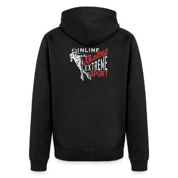 Inline Skaten Rollschuhfahren Inliner Lustig - Unisex Premium Bio Zip Hoodie - Schwarz - Hinten - Nico (187cm)