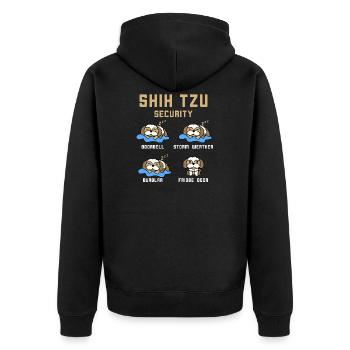 shih tzu - Unisex Premium Bio Zip Hoodie - Schwarz - Hinten - Nico (187cm)