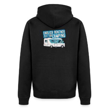 Camping Pensioner Motorhome Gift Leisure Hobby - Unisex Premium Organic Zip Hoodie - black - Back - Nico (187cm)