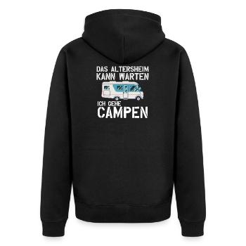 Camping retire motorhome gift leisure hobby - Unisex Premium Organic Zip Hoodie - black - Back - Nico (187cm)