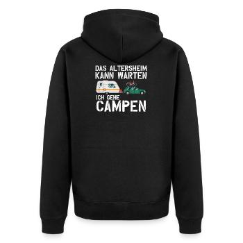 Camping Pensioner Motorhome Gift Leisure Hobby - Unisex Premium Organic Zip Hoodie - black - Back - Nico (187cm)