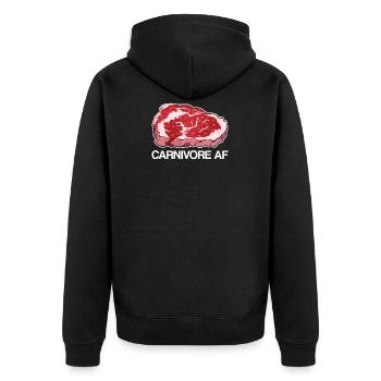Carnivore AF Fleischfresser Ketogene Diät Geschenk - Unisex Premium Bio Zip Hoodie - Schwarz - Hinten - Nico (187cm)