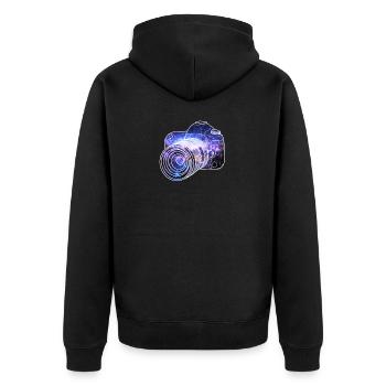 Cadeau photographe appareil photo reflex - Veste à capuche bio Premium Unisexe - noir - Dos - Nico (187cm)