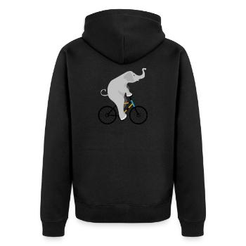 Elephant is riding on his bike - Unisex Premium Organic Zip Hoodie - black - Back - Nico (187cm)