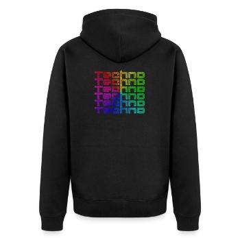 Techno musique basse arc-en-ciel cadeau de néon - Veste à capuche bio Premium Unisexe - noir - Dos - Nico (187cm)