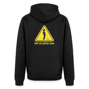 Dont Eat Yellow Snow Funny T-Shirt - Unisex Premium Organic Zip Hoodie - black - Back - Nico (187cm)