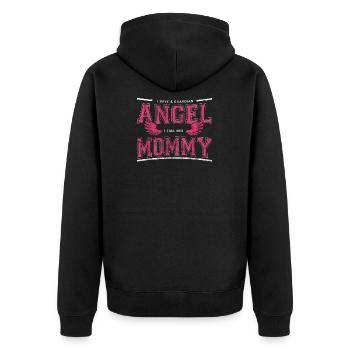 Schutzengel Mami - Unisex Premium Bio Zip Hoodie - Schwarz - Hinten - Nico (187cm)