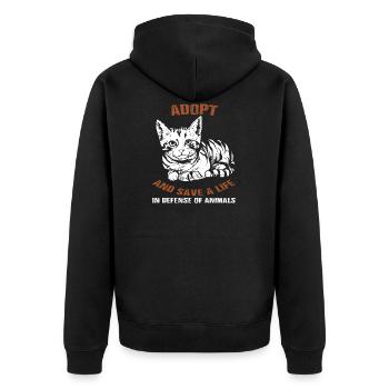 Adoption de la protection des animaux chats - Veste à capuche bio Premium Unisexe - noir - Dos - Nico (187cm)