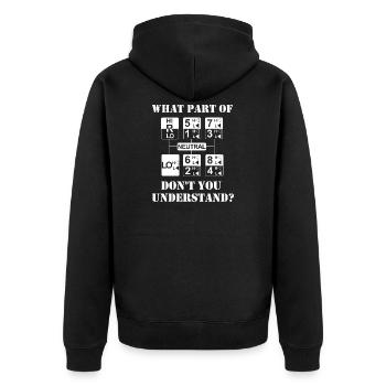 lkw fahrer trucker - Unisex Premium Bio Zip Hoodie - Schwarz - Hinten - Nico (187cm)