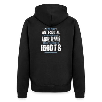 Jouer au ping-de-table au lieu de parler à des idiots Used - Veste à capuche bio Premium Unisexe - noir - Dos - Nico (187cm)