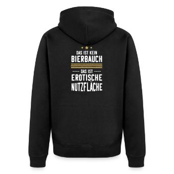 Bierbauch Männer Fußball Lustiger Spruch - Unisex Premium Bio Zip Hoodie - Schwarz - Hinten - Nico (187cm)