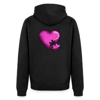 Heart Puzzle Love You Jigsaw Sweet Adore Gift - Unisex Premium Organic Zip Hoodie - black - Back - Nico (187cm)