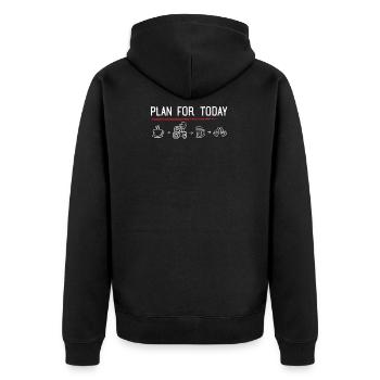 Plan for today - farmer, farmer, farmer - Unisex Premium Organic Zip Hoodie - black - Back - Nico (187cm)