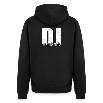 DJ Music House Techno Trance Kopfhörer Musik - Unisex Premium Bio Zip Hoodie - Schwarz - Hinten - Nico (187cm)