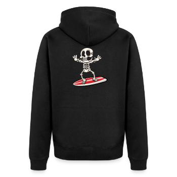 Skelett Knochen Surfen Surfboard Surf Geschenk - Unisex Premium Bio Zip Hoodie - Schwarz - Hinten - Nico (187cm)