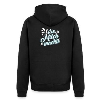 The milk makes it, beautiful gift idea - Unisex Premium Organic Zip Hoodie - black - Back - Nico (187cm)