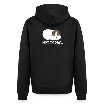 Meerschwein - Meerschweine - Laune - Faul - Unisex Premium Bio Zip Hoodie - Schwarz - Hinten - Nico (187cm)
