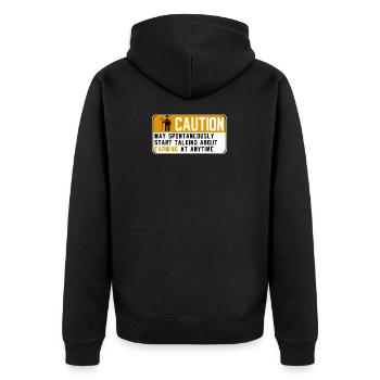 Attention farmer warning sign | Watching gift - Unisex Premium Organic Zip Hoodie - black - Back - Nico (187cm)