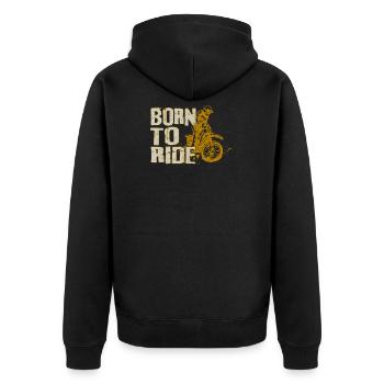 MOTO X Collection 05 - Unisex Premium Bio Zip Hoodie - Schwarz - Hinten - Nico (187cm)