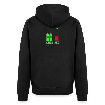 Babysitter Tshirt children full of energy Battery empty - Unisex Premium Organic Zip Hoodie - black - Back - Nico (187cm)