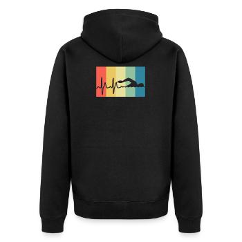 Schwimmer Herzschlag, EKG - Unisex Premium Bio Zip Hoodie - Schwarz - Hinten - Nico (187cm)