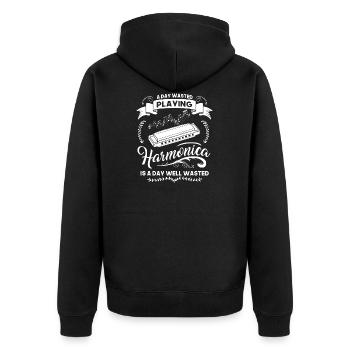 Harmonica de la bouche - Veste à capuche bio Premium Unisexe - noir - Dos - Nico (187cm)