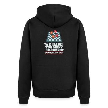 BOARDGAMES GIFT: Too many board games - Unisex Premium Organic Zip Hoodie - black - Back - Nico (187cm)