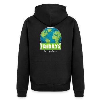Fridays For Future Stop Klima Co2 Protest Geschenk - Unisex Premium Bio Zip Hoodie - Schwarz - Hinten - Nico (187cm)