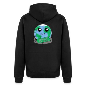 Fridays For Future Stop Klima Co2 Protest Geschenk - Unisex Premium Bio Zip Hoodie - Schwarz - Hinten - Nico (187cm)
