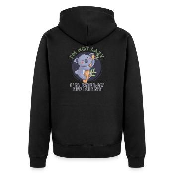 Koala I'm Not Lazy I'm Energy Efficient - Unisex Premium Organic Zip Hoodie - black - Back - Nico (187cm)
