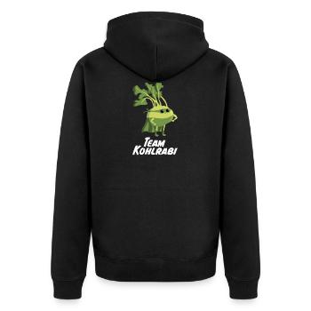 Kohlrabi Gemüse Superfood Vegetarier Vegan Held - Unisex Premium Bio Zip Hoodie - Schwarz - Hinten - Nico (187cm)