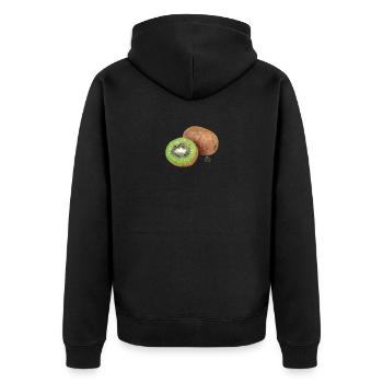 kiwi 1 - Unisex Premium Organic Zip Hoodie - black - Back - Nico (187cm)
