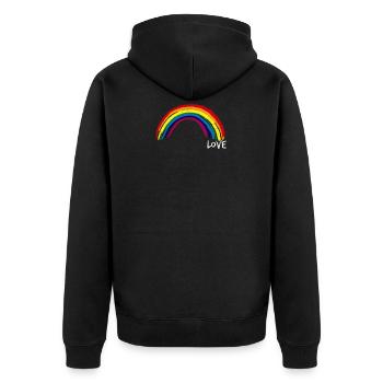 Love Rainbow - Regenbogen Liebe - Unisex Premium Bio Zip Hoodie - Schwarz - Hinten - Nico (187cm)